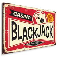 Schilderij - Casino Black Jack, Vintage Bord, premium Print op Canvas - thumbnail