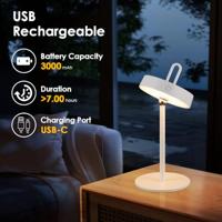 Draadloze Oplaadbare LED Tafellamp - Binnen & Buiten - Dimbaar - ø12.8 x 29 cm - Warmwit licht - 3000mAh - White - thumbnail