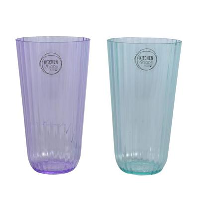 Diversen Drinkglas kunststof 2 assorti kleur 15cm