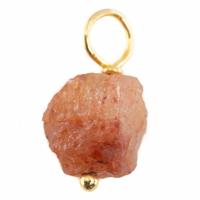 Ruwe Edelsteen Hanger Aardbeienkwarts 925 Zilver & Verguld (8 - 12 mm) - thumbnail