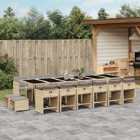 17-delige Tuinset met kussens poly rattan gemengd beige - thumbnail