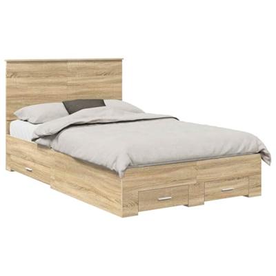 Bedframe met hoofdeinde Sonoma Eiken 120 x 200 cm Bewerkt hout