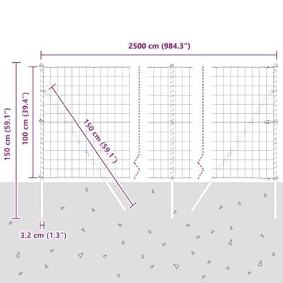 VidaXL Hek met paal groen 1 x 25 m staal en pvc