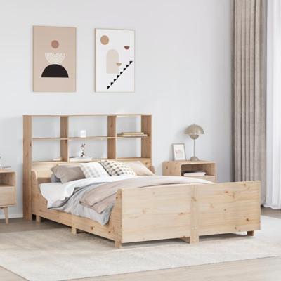 Bed met boekenkast zonder matras massief hout 140x200 cm - thumbnail