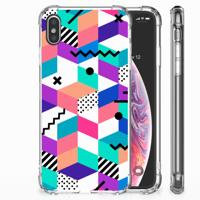 Apple iPhone Xs Max Shockproof Case Blokken Kleurrijk - thumbnail