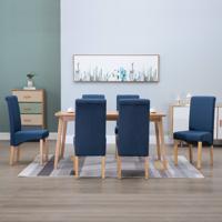vidaXL Eetkamerstoelen 6 st stof blauw - thumbnail