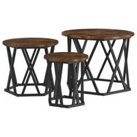 Nestbare Bijzettafel 3 pcs Gerookt eiken 53 x 53 x 40 cm - thumbnail
