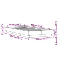 Bedframe bewerkt hout grijs sonoma eikenkleurig 90x190 cm - thumbnail