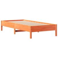 Bed met boekenkast zonder matras grenenhout wasbruin 100x200 cm - thumbnail