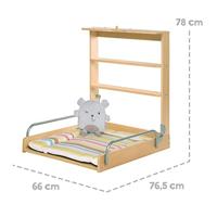 Wandgemonteerde opvouwbare aankleedtafel - ROBA - DSCHUNGELBABY - Inclusief matras met veelkleurige strepen - 2 geïntegreerde planken - Natuurlijk hout - thumbnail