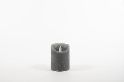 Rustic Wax Candle Moving Flame 7,5 x 10 cm Grey 3 x Aaa Anna's Collection - Annas collection