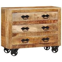 Dressoir met 3 lades 80x30x65 cm massief ruw mangohout - thumbnail