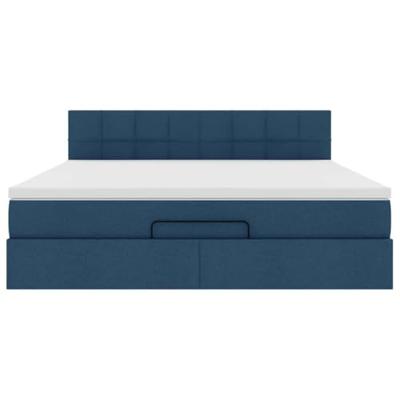 Ottoman bed met matras en LED's 160x200cm stof blauw