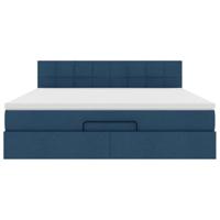 Ottoman bed met matras en LED's 160x200cm stof blauw - thumbnail