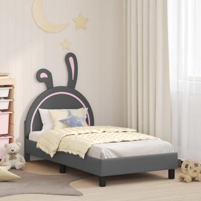 Bedframe voor kinderen met hoofdbord Lichtgrijs 80 x 160 cm PU