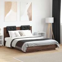 Bedframe met hoofdeinde bruin eikenkleurig 120x190 cm - thumbnail