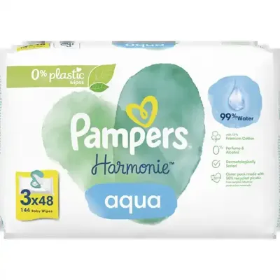 Pampers Pampers Vochtige Doeken Harmonie Aqua (3x48) 144 Pampers Pampers Vochtige Doeken Harmonie Aqua (3x48) 144
