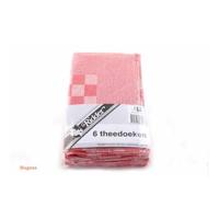 Theedoeken blok 60x65 rood pak a 6 st. - thumbnail