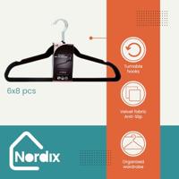 Nordix Kledinghangers Set 48 stuks Zwart Vilten Velvet Anti Slip Kl... - thumbnail