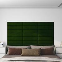 Wandpanelen 12 st 1,08 m 60x15 cm fluweel donkergroen - thumbnail