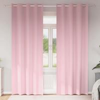 VidaXL Zwart-out gordijnen met ringen 2 pcs babyroze 245 x 140 cm - thumbnail
