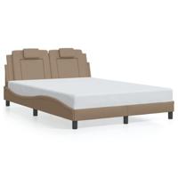 Bedframe met LED-verlichting kunstleer cappuccino 140x190 cm - thumbnail