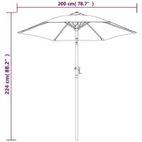 Parasol 200x224 cm aluminium antraciet - thumbnail