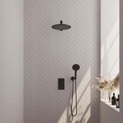 Brauer Black Carving Thermostatische Regendoucheset Inbouw - Hoofddouche 30 cm - Rechte Wandarm - 3 Weg - Handdouche 3 Standen - Doucheslang - Wandaansluitbocht - Mat Zwart