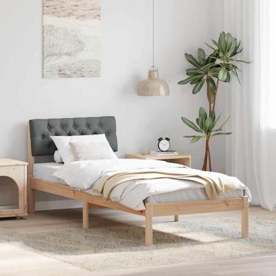 Bedframe Bruin en donkergrijs 80 x 200 cm Massief grenenhout