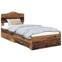 Bedframe met hoofdeinde Oudhout 90 x 190 cm Bewerkt hout - thumbnail