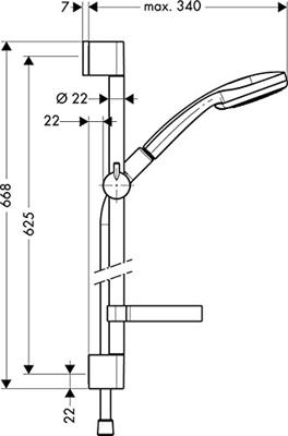 Hansgrohe Unica C glijstangset met handdouche Croma 100 Vario 65cm 9.4l min chroom 27776000