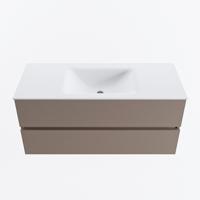 MONDIAZ VICA 110cm badmeubel onderkast Smoke 2 lades. Wastafel CLOUD midden 1 kraangat, kleur Talc. - thumbnail