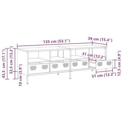 Tv-meubel 135x39x43,5 cm koudgewalst staal wit
