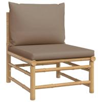 Tuinmiddenbank met kussens bamboe taupe - thumbnail