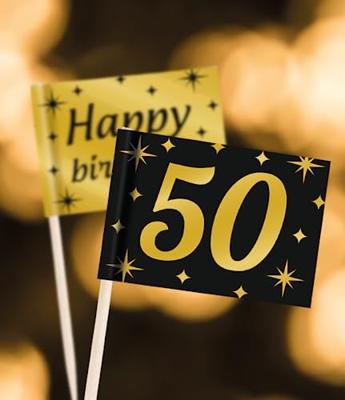 Classy Cocktail Prikkers 30 Jaar Zwart/Goud (50st) - thumbnail