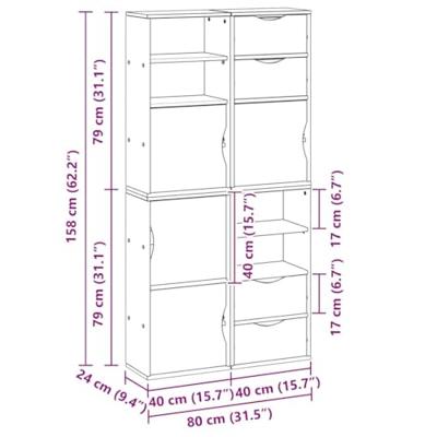 Bijzetkasten 4 st "ODDA" 40x24x79 cm massief grenenhout wit