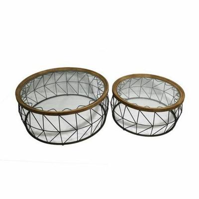 Set van 2 tafels DKD Home Decor Kristal Metaal (102 x 102 x 42 cm) (2 pcs)