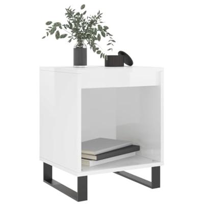 Nachtkastjes 2 st 40x35x50 cm bewerkt hout hoogglans wit