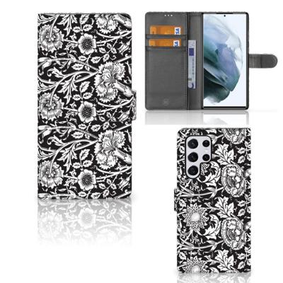 Samsung Galaxy S22 Ultra Hoesje Black Flowers Samsung Galaxy S22 Ultra Hoesje Black Flowers