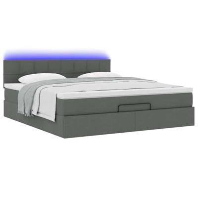 Bed poef met matras en LED's 180x200 cm stof donkergrijs