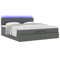 Bed poef met matras en LED's 180x200 cm stof donkergrijs - thumbnail