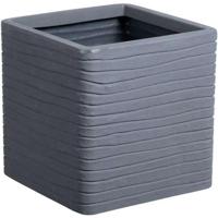 Bloempot Strata Banbury 31 x 31 x 31 cm Donker grijs Plastic Vierkant - thumbnail