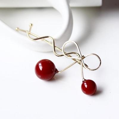 Sweet Fashion Design romantische vrouwen Cherry vormige Bow haarspeld elegante twist Hair clip hoofdtooi (goud)