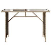 Tuintafel met glazen blad 110x68x70 cm poly rattan beige - thumbnail