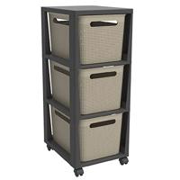 Rotho Tower Brisen Design ladekast 3x16L met Wielen Cappuccino - thumbnail