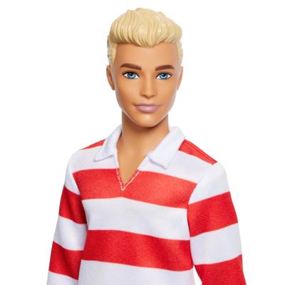 Ken fashionista pop met gestreept rood-wit shirt