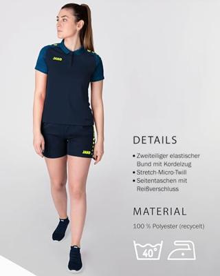JAKO 6289D Short Allround Dames - Marine/Fluogeel - 34