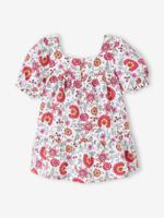 Babyjurk met bloemen en ruches ecru - thumbnail