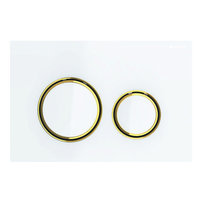 Bedieningsplaat Geberit Sigma 50 Round voor 2-toets Spoeling Messing Goud / Wit Bedieningsplaat Geberit Sigma 50 Round voor 2-toets Spoeling Messing Goud / Wit
