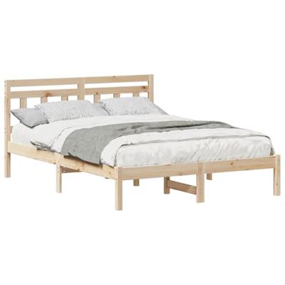 Bedframe met hoofdeinde Bruin 140 x 190 cm Massief grenenhout Bedframe met hoofdeinde Bruin 140 x 190 cm Massief grenenhout